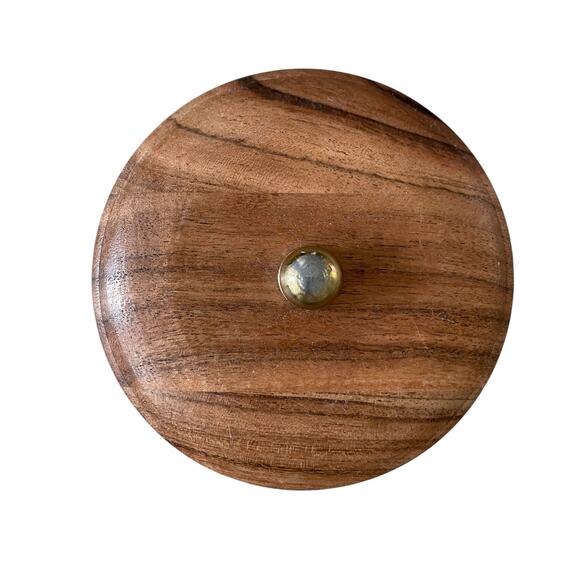 Hand Painted Striped Ceramic Canister w/ Wood Lid Made in India Black Cream NEW - Picture 4 of 15